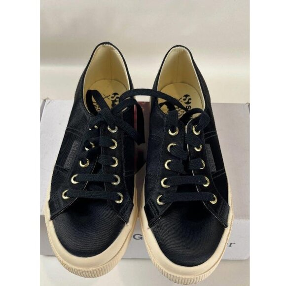 SUPERGA X THE MAN REPELLER BLACK SATIN SHOES - Picture 1 of 5